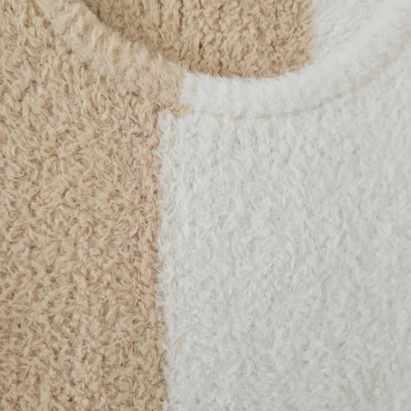 Versona Size Large Color Block Soft Fuzzy 3 Quarter Sleeve Sweater Dress - Picture 2 of 8